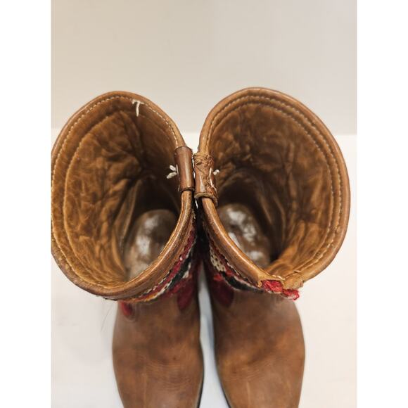 Vintage Kilim Leather Boots Handmade Moroccan Tapestry Size 8 Turk Festival - Picture 9 of 15